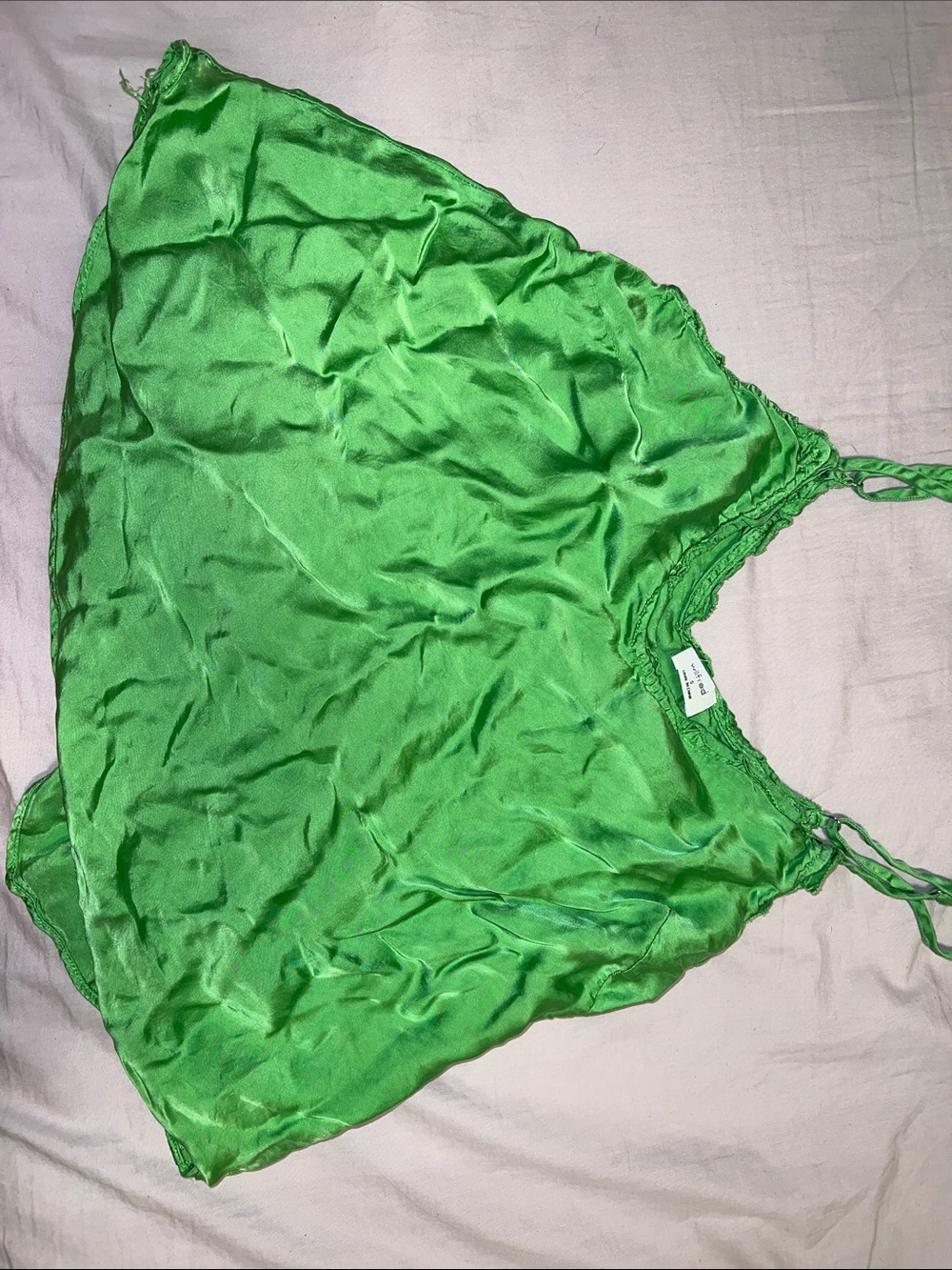 Wilfred Bright Green Satin Sleep Cami with Thin Straps